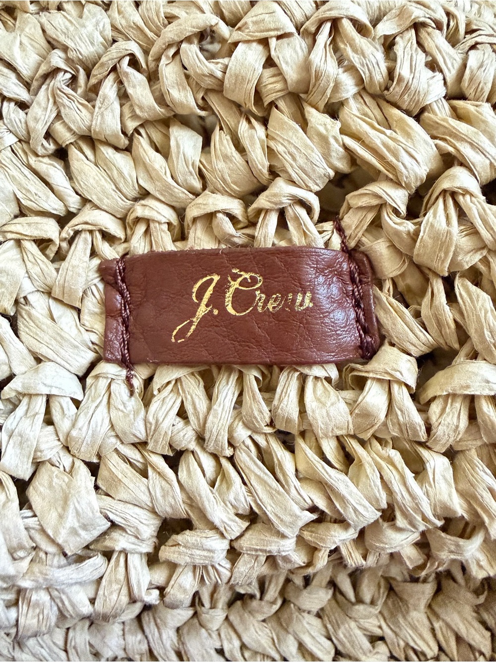 J. Crew Woven Market Tote with Brown Leather Straps - Picture 3 of 7